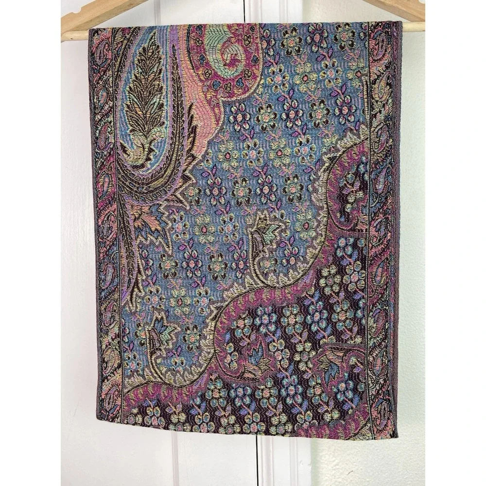 Women's Pashmina Silk Blend Colorful Paisley Infinity Scarf